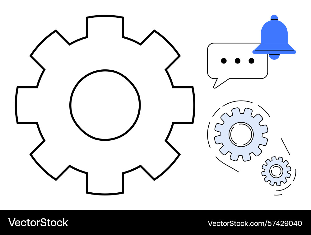 Gear system with notification concept Gear system with notification concept Vector Image