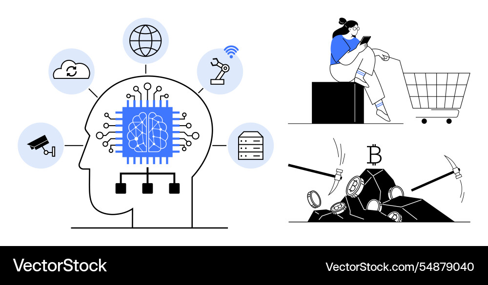 Integration of ai in modern technology and e vector image