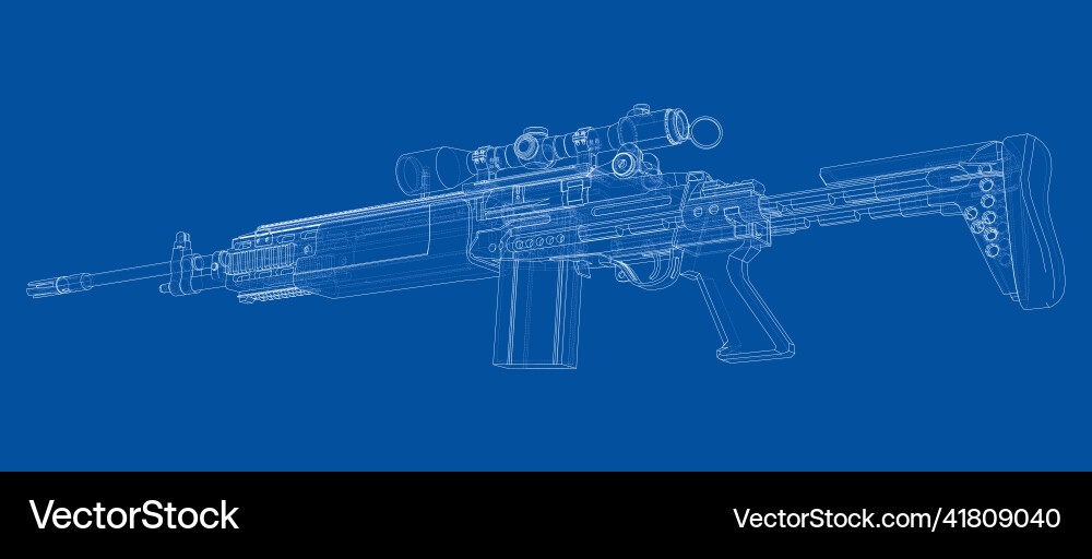 Machine gun rendering of 3d vector image