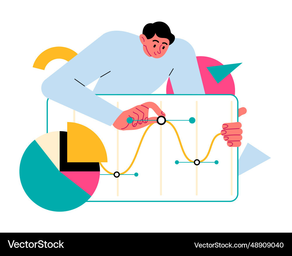 Man is dotting the graph vector image