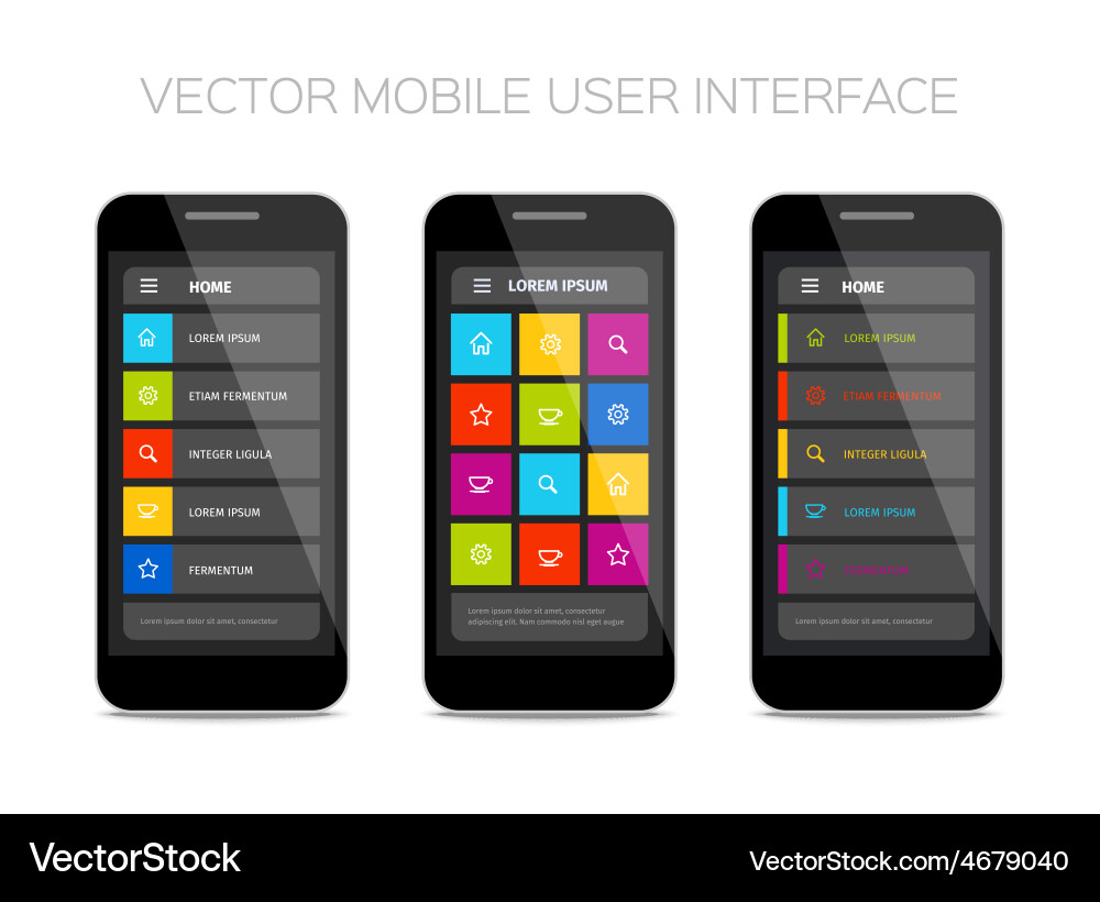 Mobile UI App Layout Vector Image