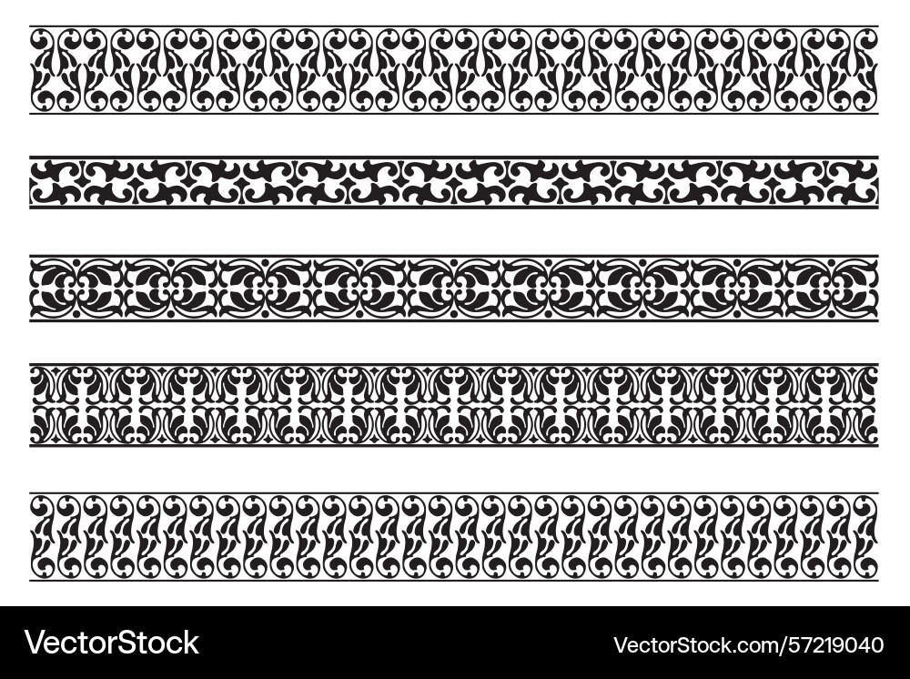 Set of decorative seamless ornamental border Vector Image