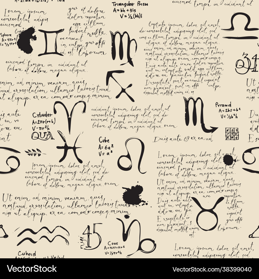 Zodiac seamless pattern with lorem ipsum text Zodiac seamless pattern with lorem ipsum text vector image