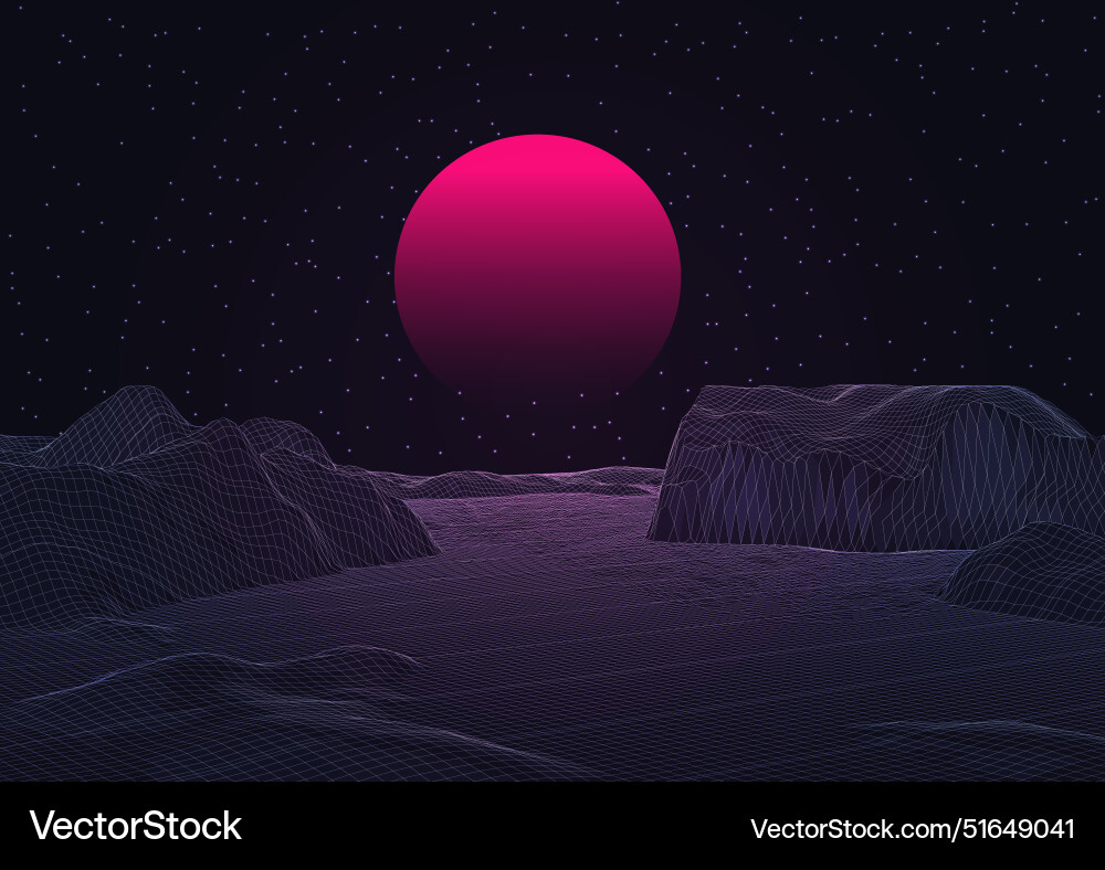 Abstract background with a retro styled wireframe Vector Image