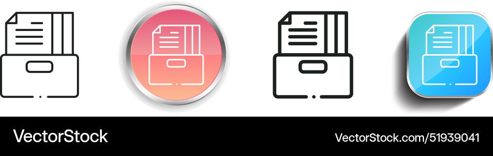 Cabinet icon thin linear regular and button style vector image