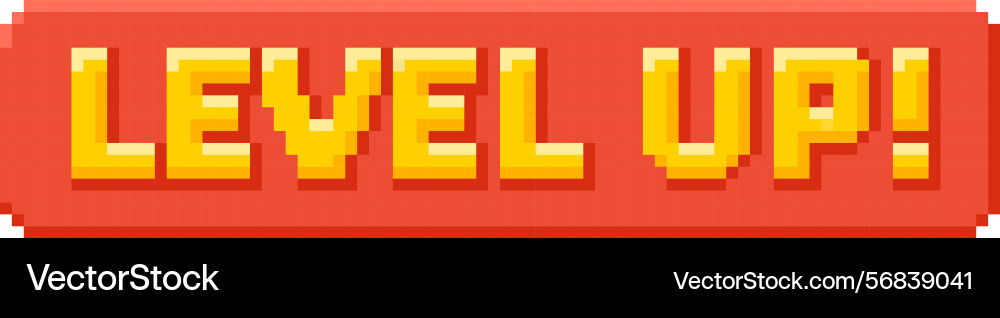 Level up message button 8-bit pixel art style Level up message button 8-bit pixel art style vector image