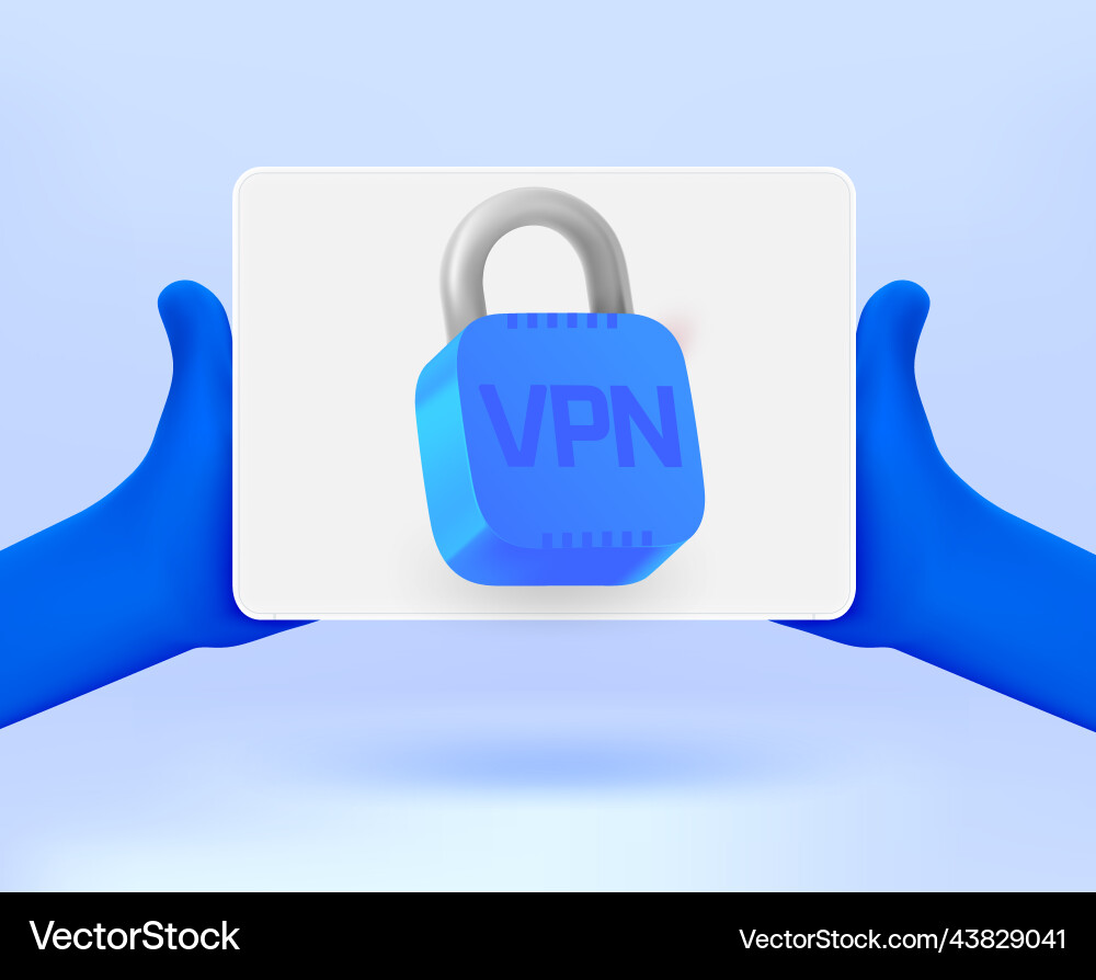 Mann hält moderne Tablet-Computer mit vpn Mann hält moderne Tablet-Computer mit vpn vektorbild