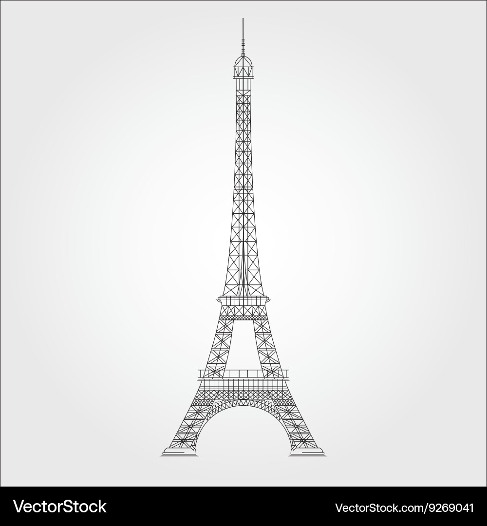 Thin line eiffel tower icon vector image