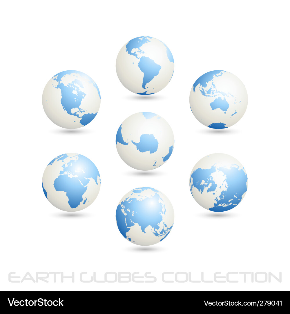 White Blue Earth Globes Vector Image