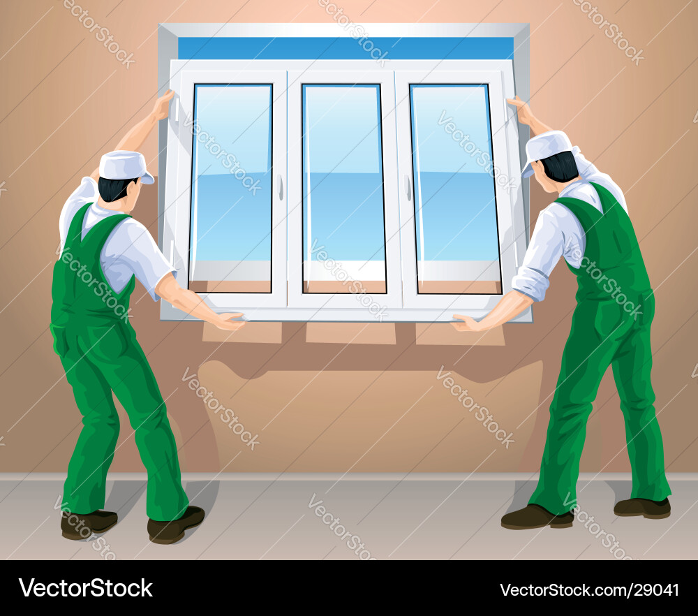 Workers Installing Window vector image