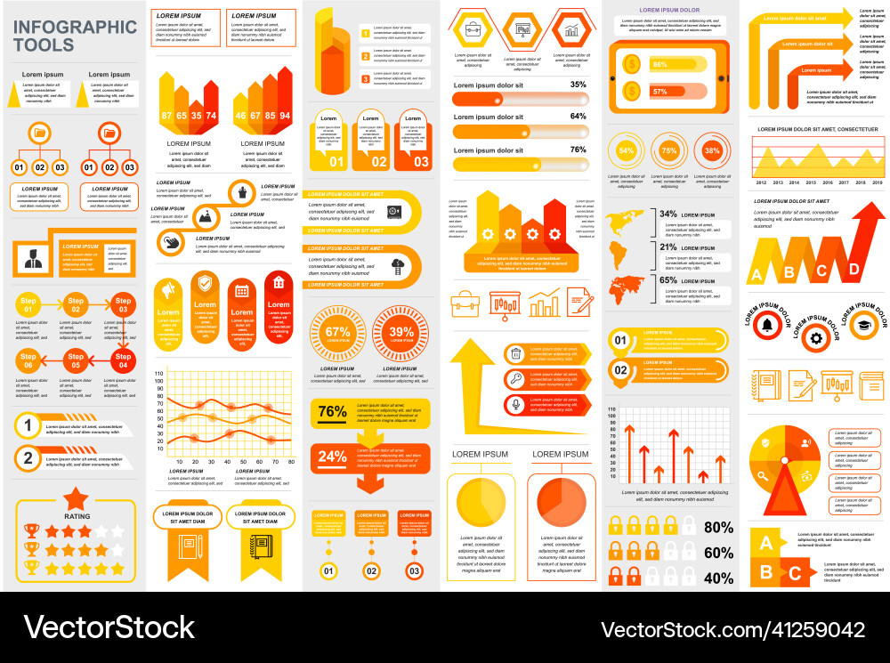 Bundle infographic elements data visualization Bundle infographic elements data visualization vector image