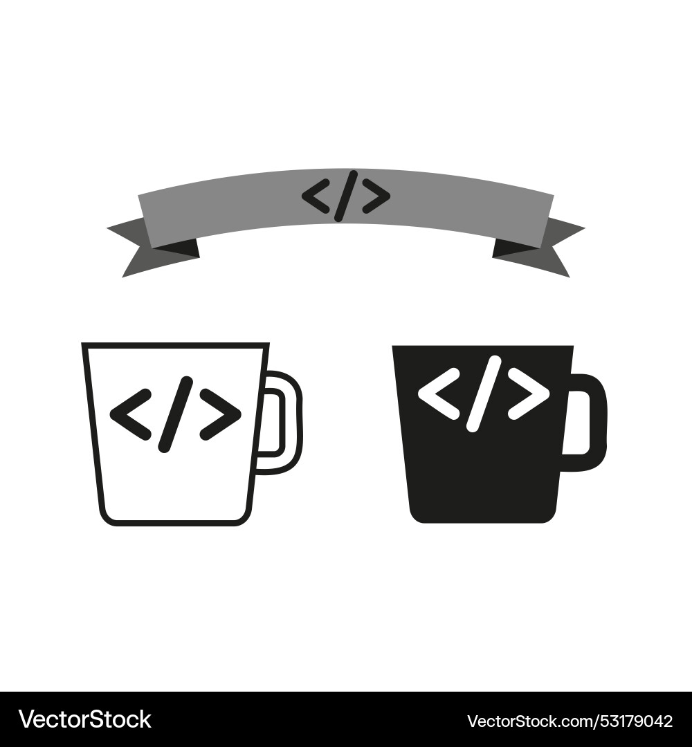 Coding Tassen Programmierer Kaffeepause Code Syntax Coding Tassen Programmierer Kaffeepause Code Syntax vektorbild