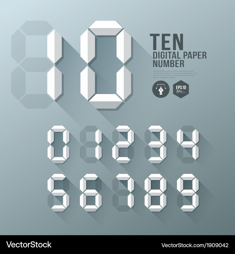 Digital number paper and shadow design Vector Image