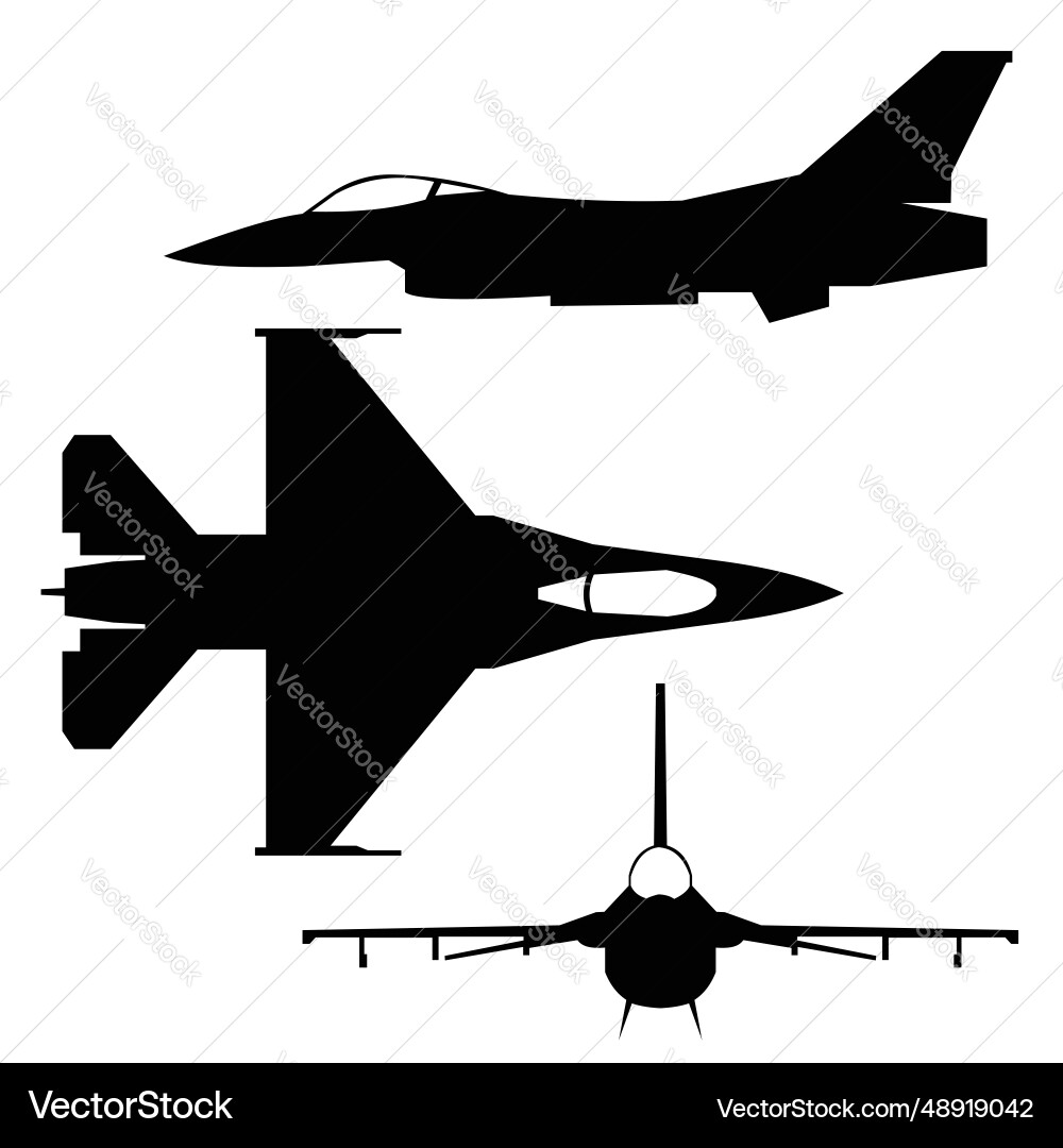 F-16 Jet Fighter Icon Collection Vector Image