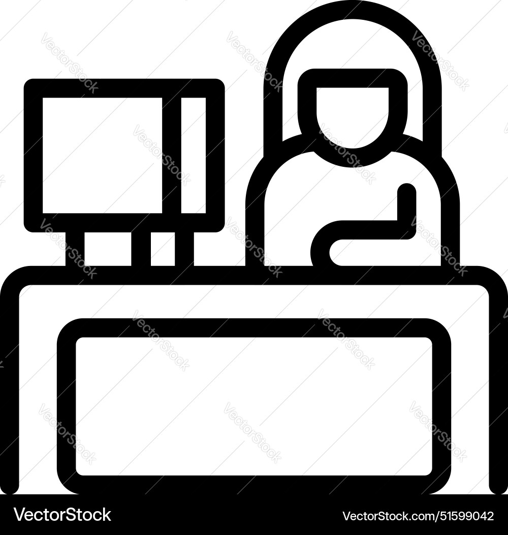 Receptionist working at her desk with a computer Receptionist working at her desk with a computer vector image