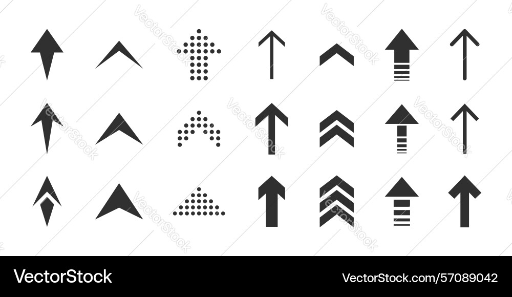 Web arrow icon set in different style vector image
