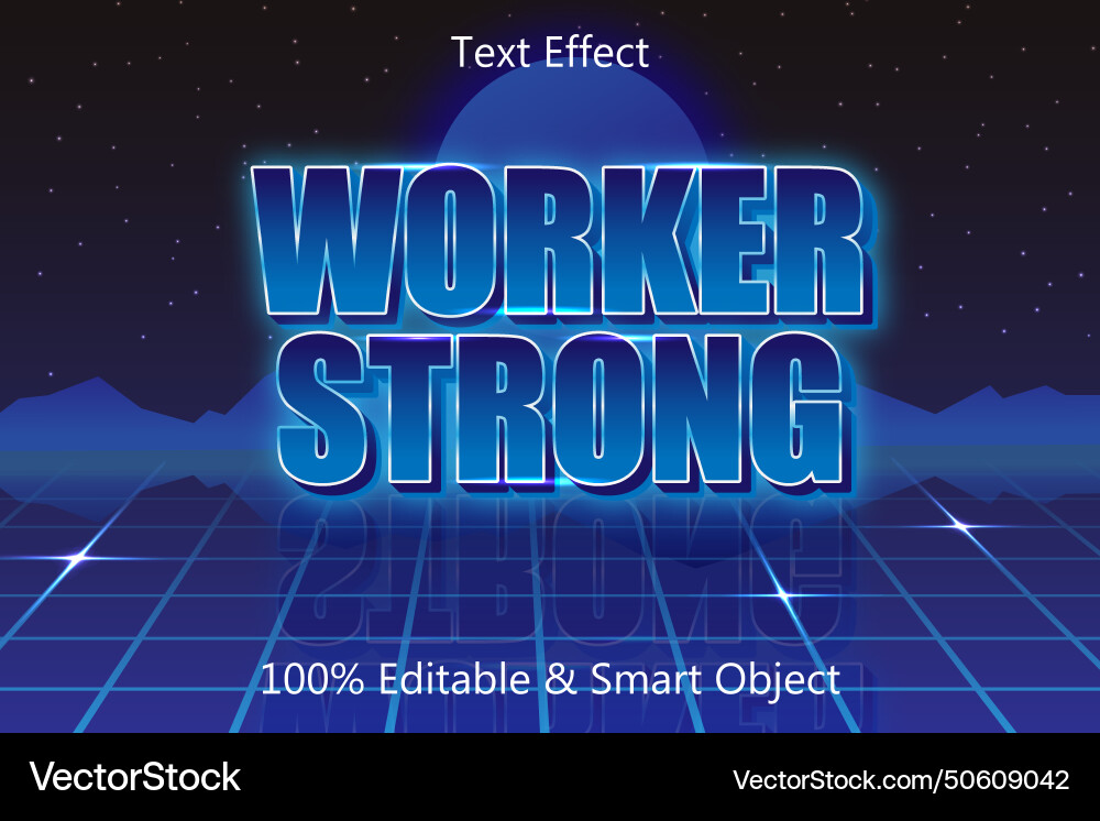 Worker strong editable text effect 3 dimension Vector Image