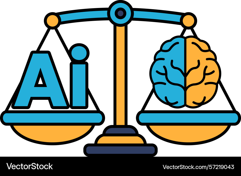 A scale with brain on one side and the letters A scale with brain on one side and the letters vector image