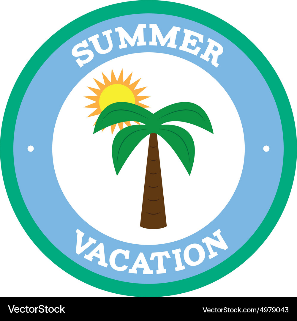 An isolated colored label with text and a palm Vector Image