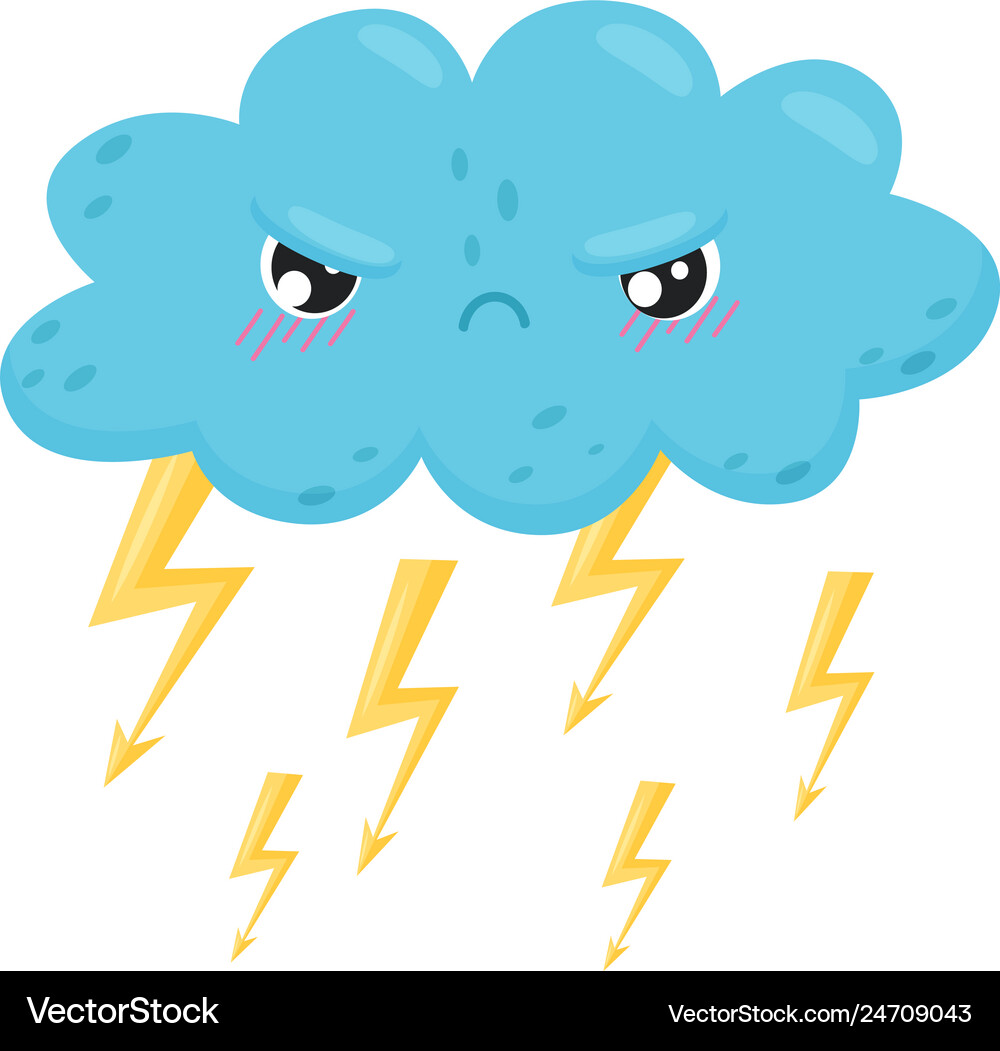 Angry thundercloud with lightning on white – Royalty-Free Vector |  VectorStock, image size:1000x1051