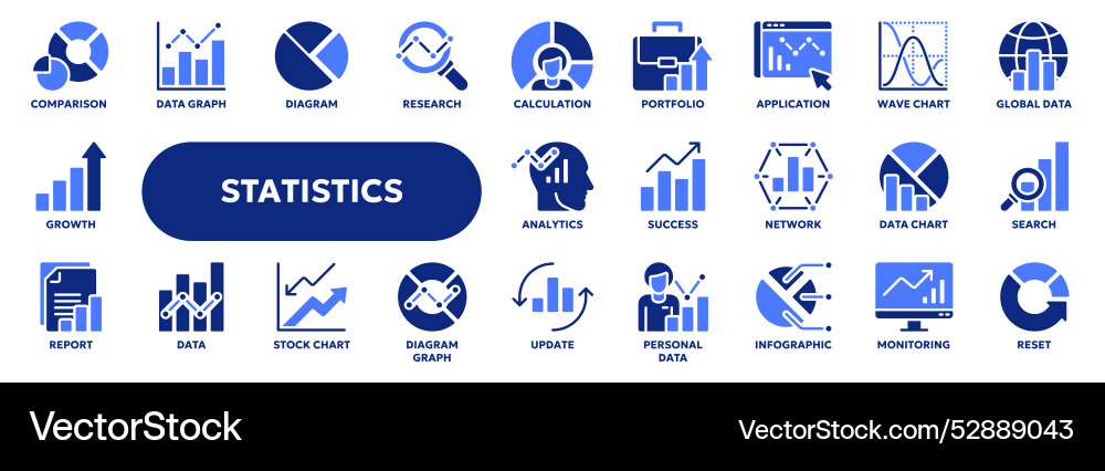 Data statistics solid icons Data statistics solid icons vector image