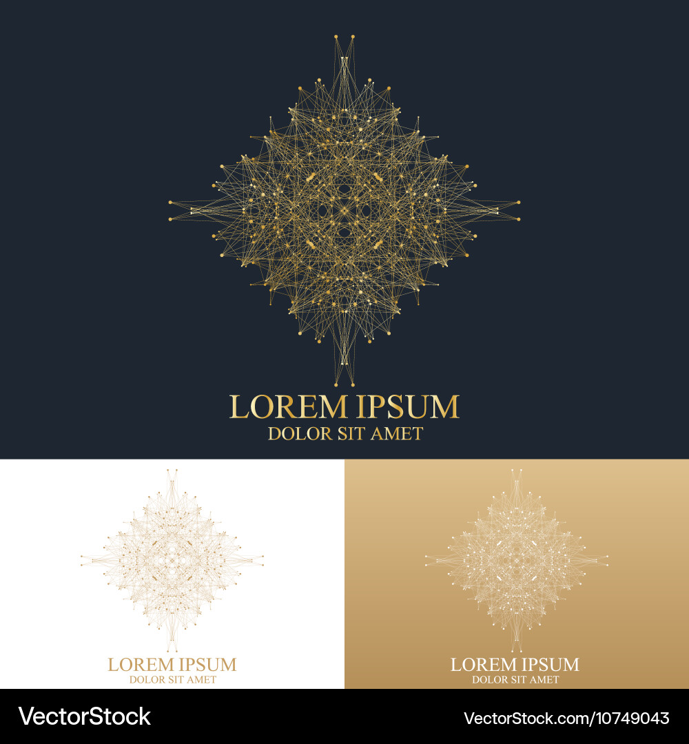 Geometric abstract round form with connected line Vector Image
