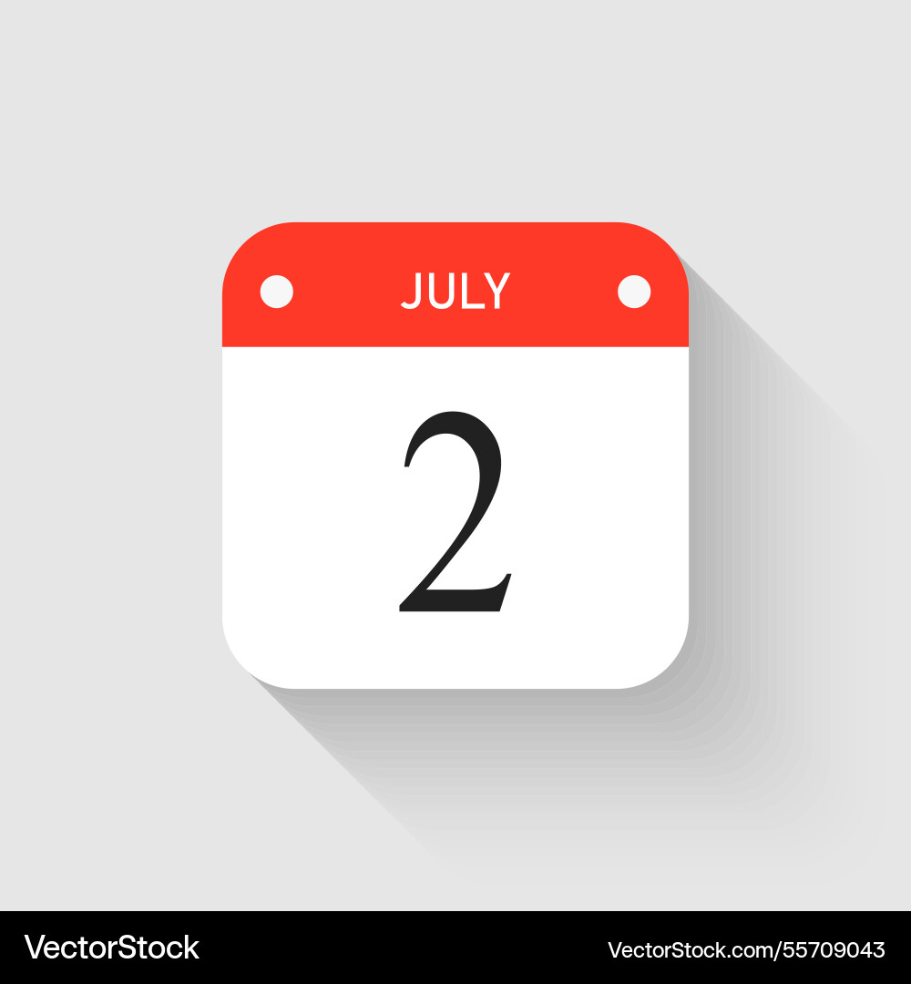 Icon page day calendar - 2 july month Icon page day calendar - 2 july month vector image