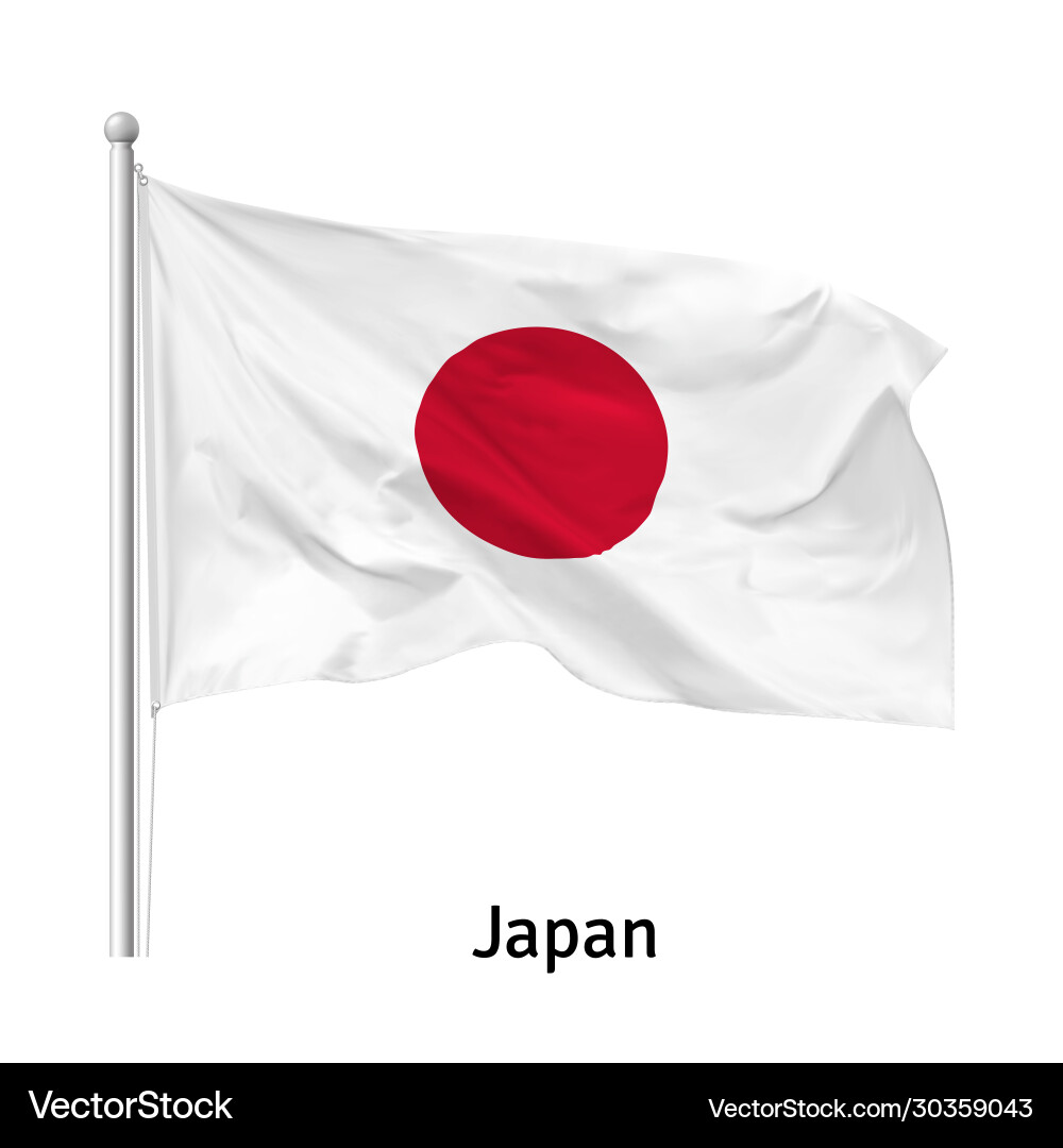 Japanese Flag on Flagpole vector image
