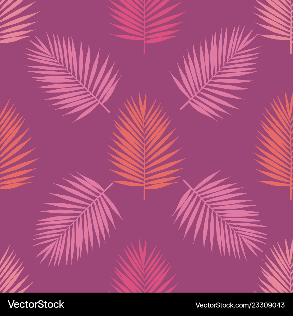 Living coral and purple tropical palm leaves vector image