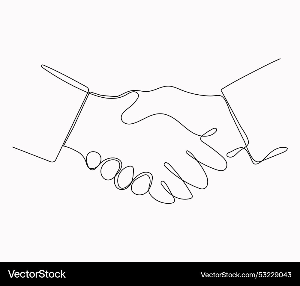 One continuous line of handshake One continuous line of handshake vector image