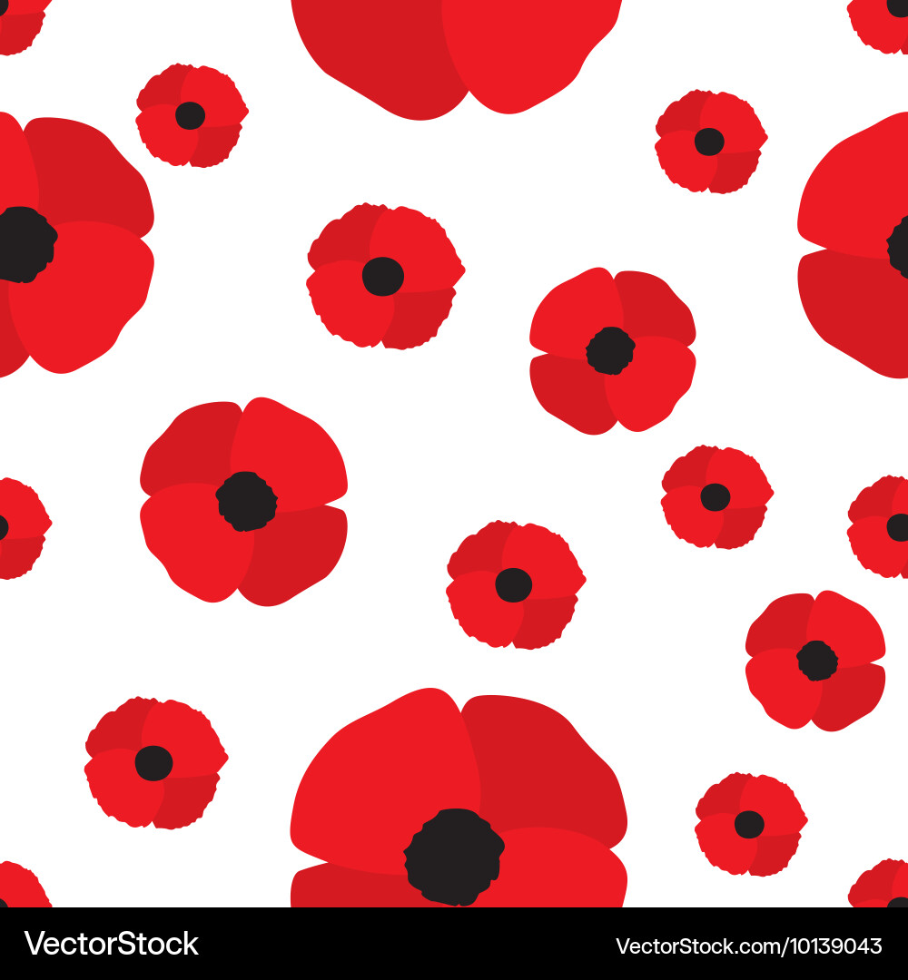 Poppy flowers seamless pattern Royalty Free Vector Image