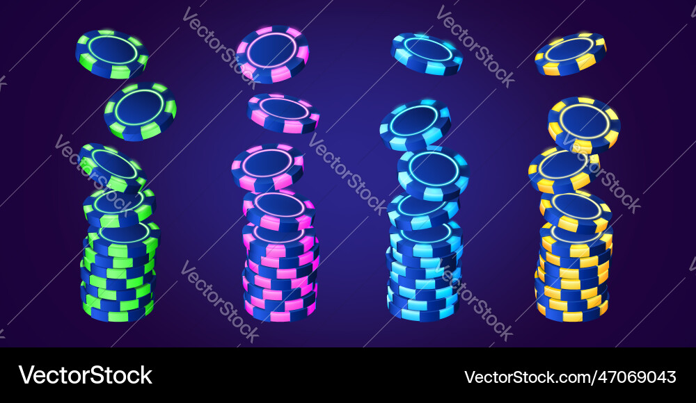 Realistisches Set von Casino-Chip-Stacks auf Hintergrund Realistisches Set von Casino-Chip-Stacks auf Hintergrund vektorbild
