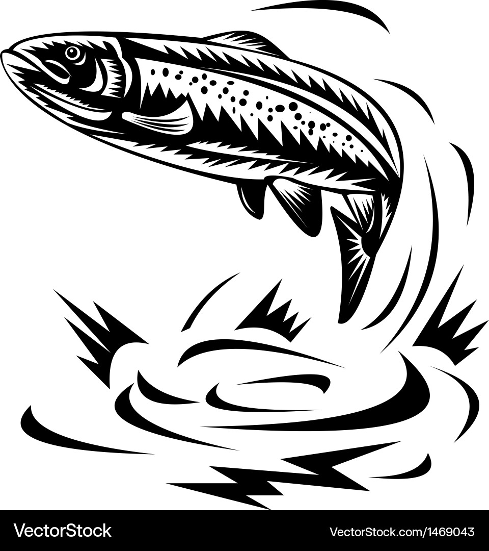 Retro Trout Jump vector image