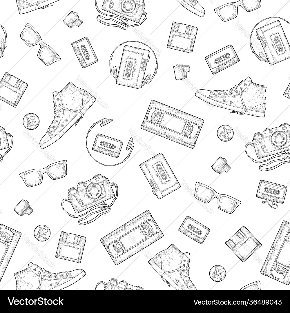 Seamless pattern retro technology object vintage Seamless pattern retro technology object vintage vector image