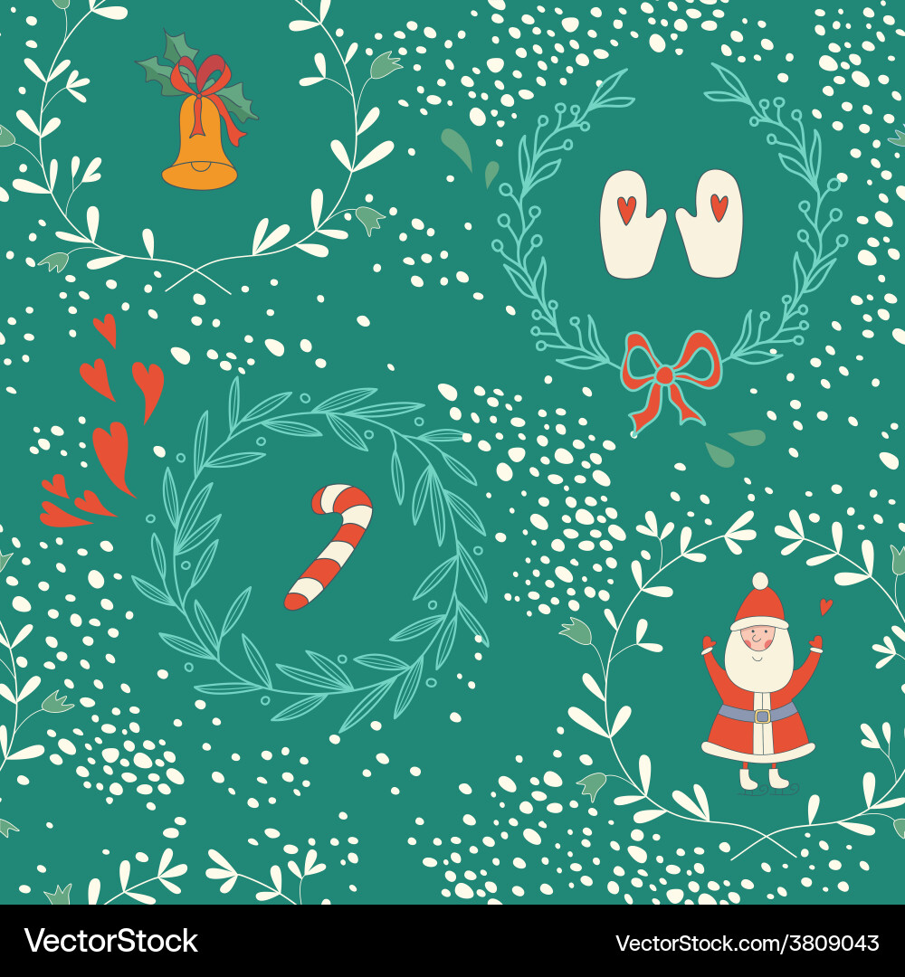 Seamless pattern with christmas elements Vector Image