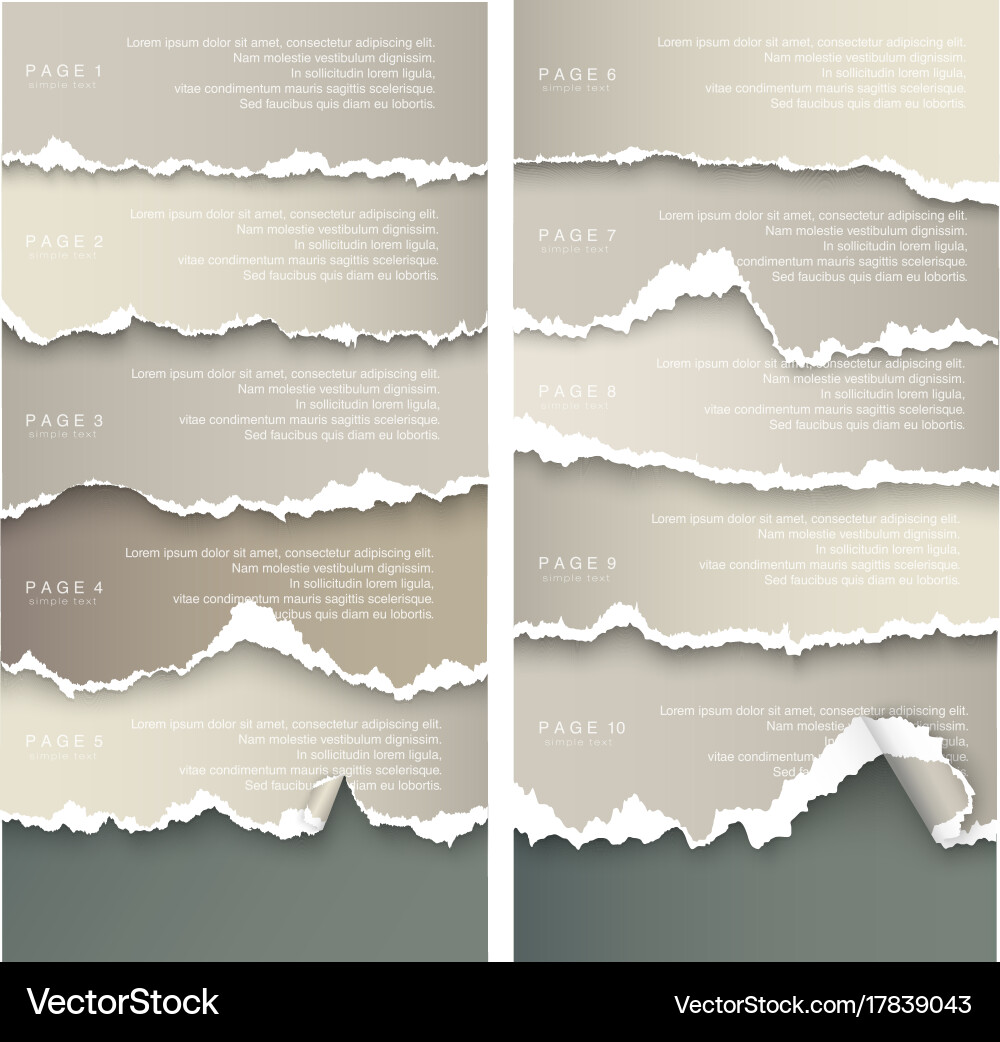 Set of elements torn paper with place for text vector image