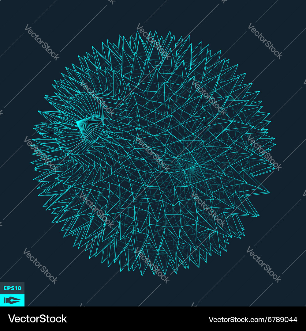 3d sphere with prickles abstract geometric object Vector Image