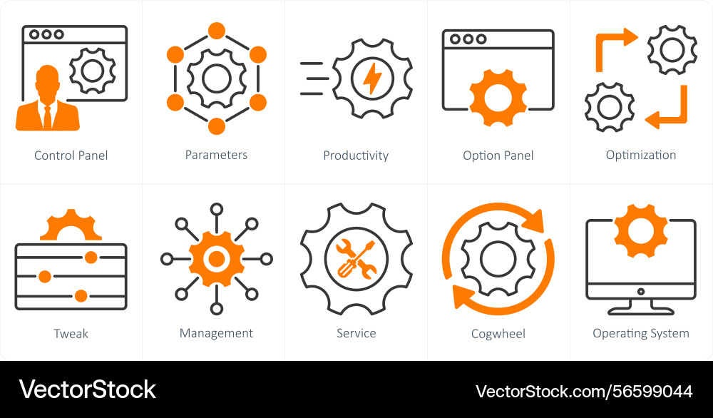 A set of 10 settings and configuration icons vector image