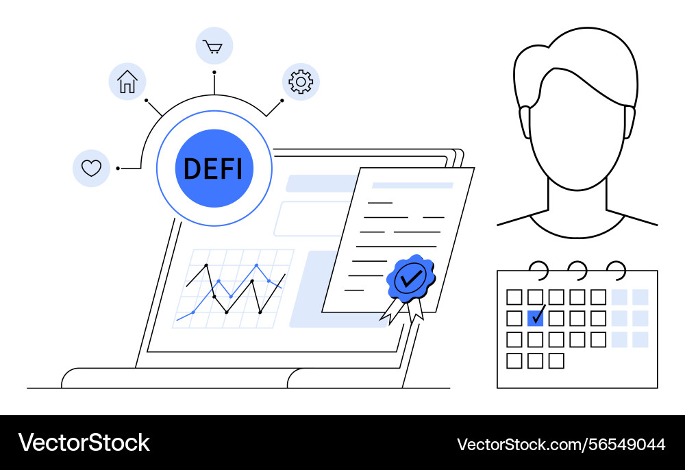 Blockchain defi analytics with smart contracts Blockchain defi analytics with smart contracts Vector Image