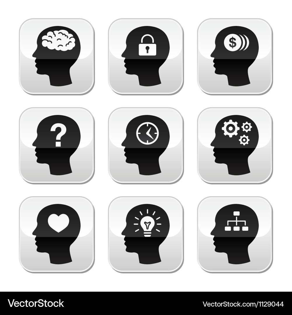Brain Buttons - Thinking Concepts vector image