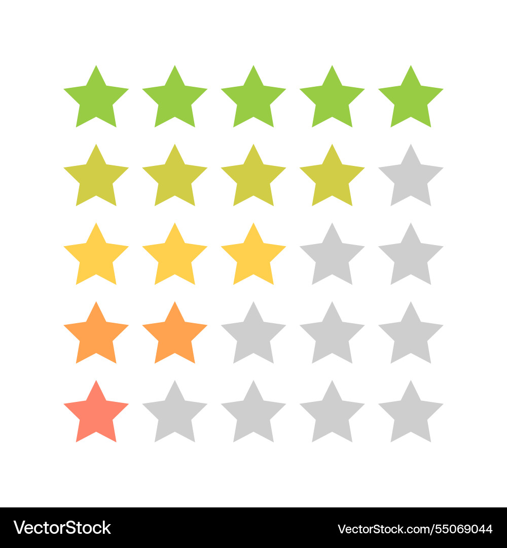 Colored stars rating scale flat icons feedback Colored stars rating scale flat icons feedback vector image
