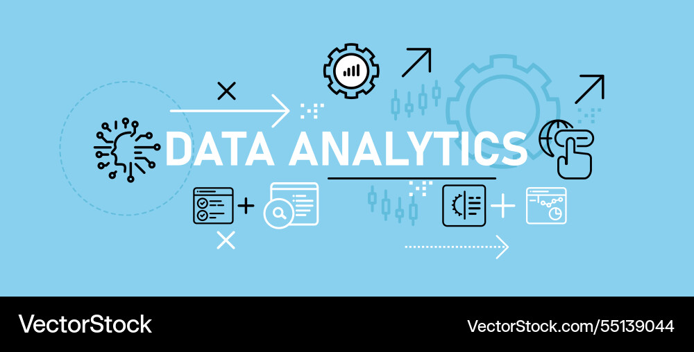 Data analytics concept highlighting analysis Data analytics concept highlighting analysis vector image