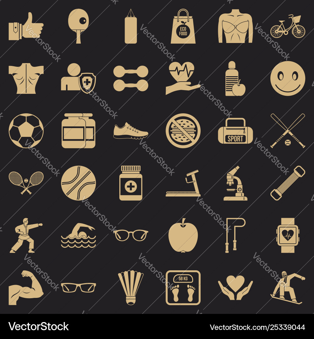 Exercise icons set simple style Vector Image