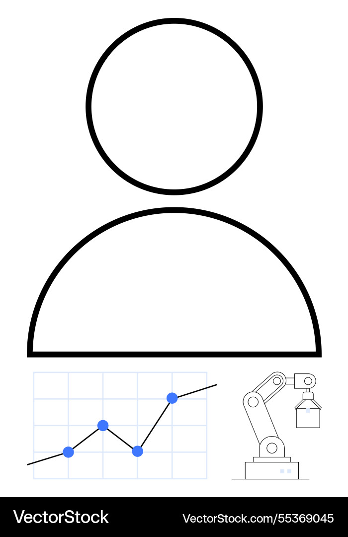 Abstract person icon with graph and robot arm Abstract person icon with graph and robot arm vector image
