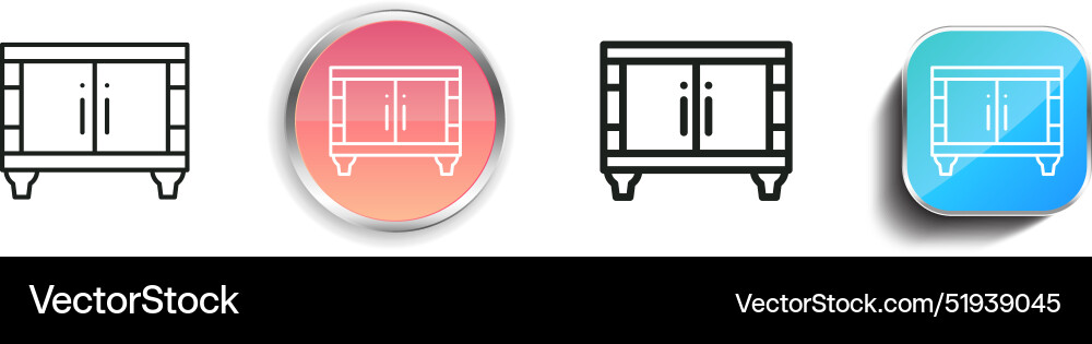 Cabinet icon thin linear regular and button style vector image