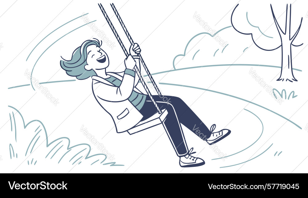 Child on a swing line art design generative ai Vector Image