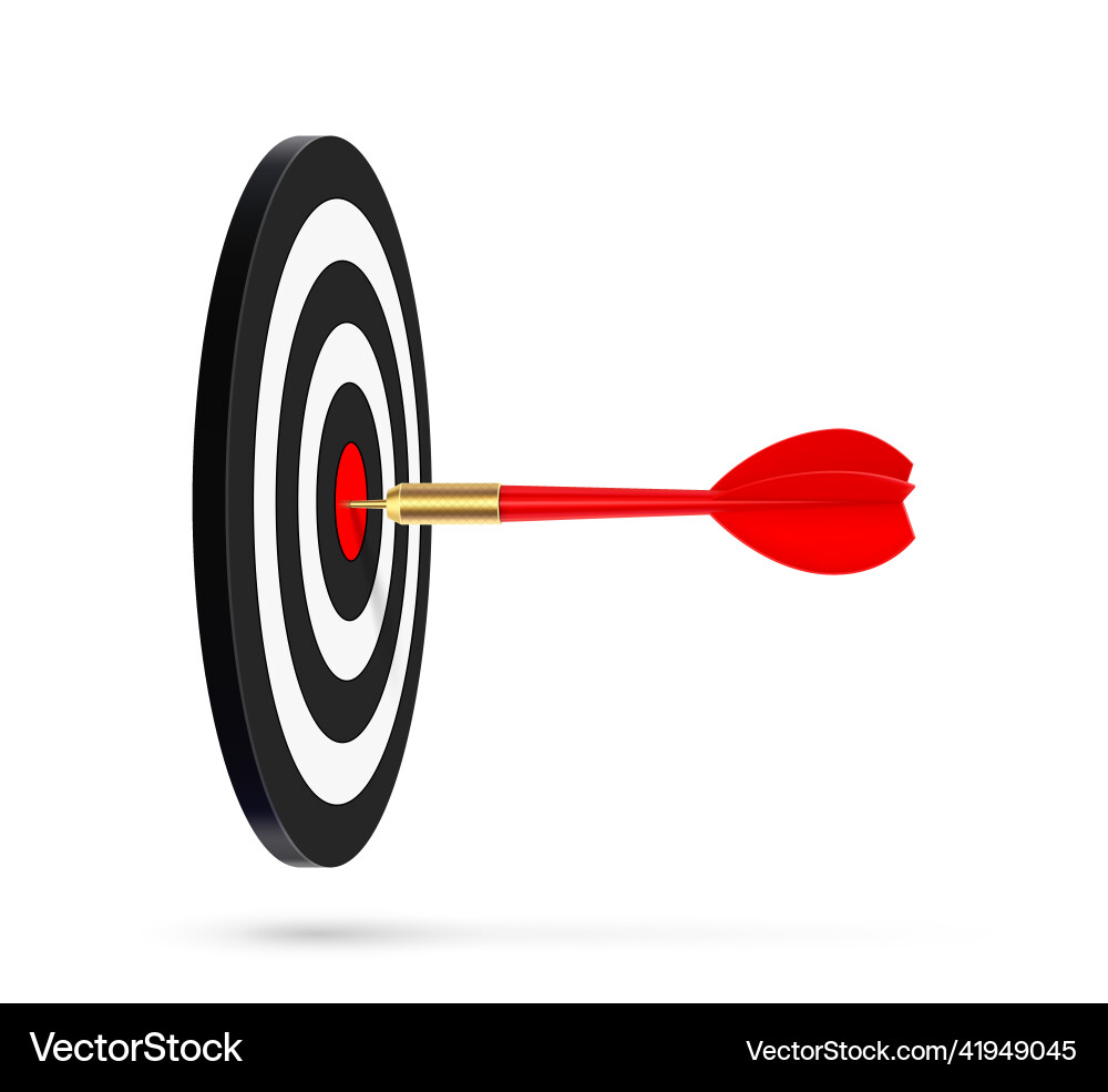 Dart hitting a target on the center isolated Dart hitting a target on the center isolated vector image