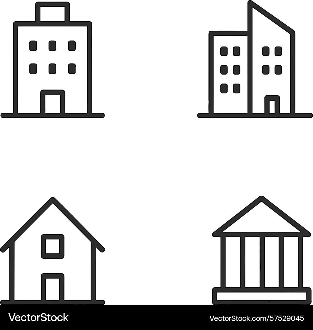 Different types of buildings displayed in simple Different types of buildings displayed in simple vector image