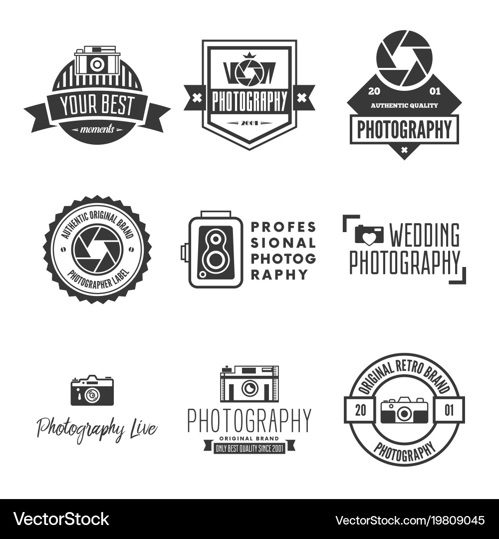 Photography logos badges and labels design Vector Image