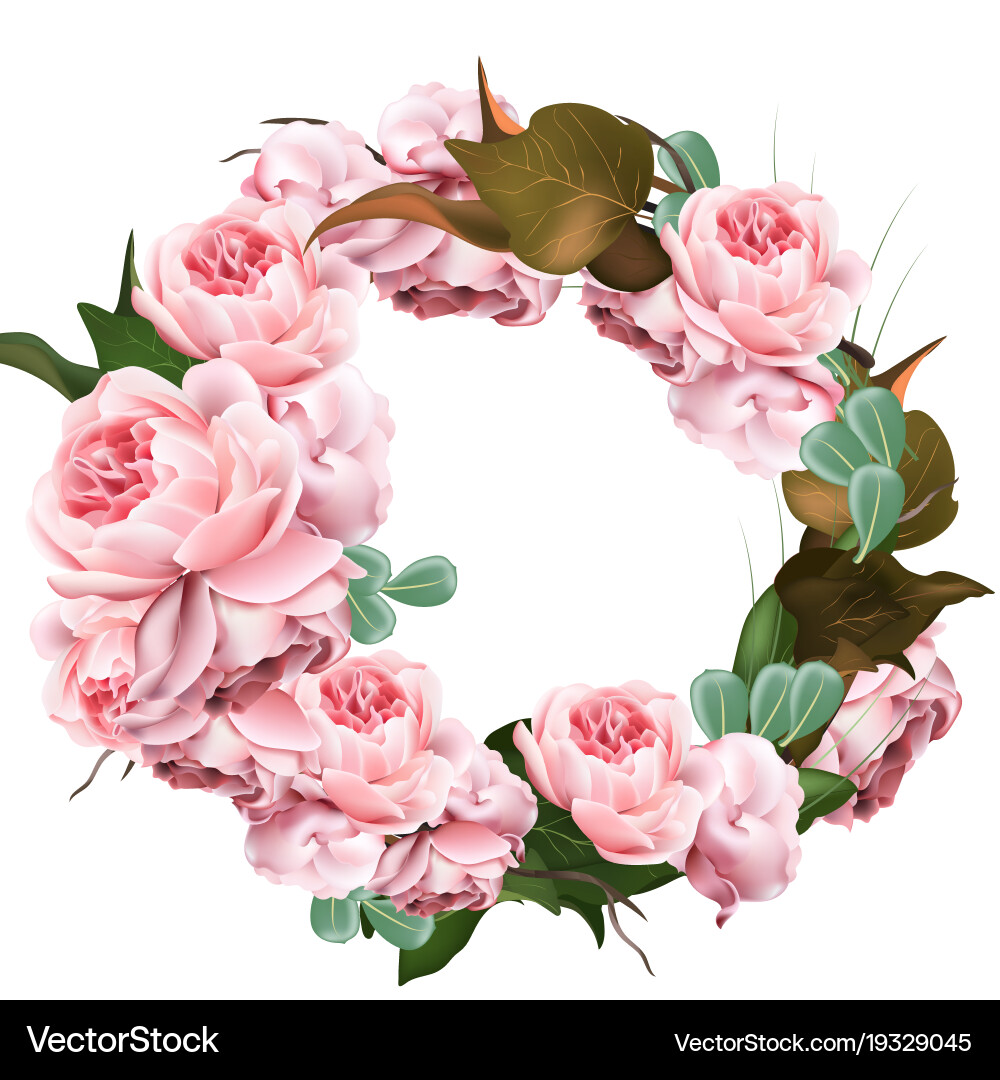 Realistic Rose Wreath Vector Image